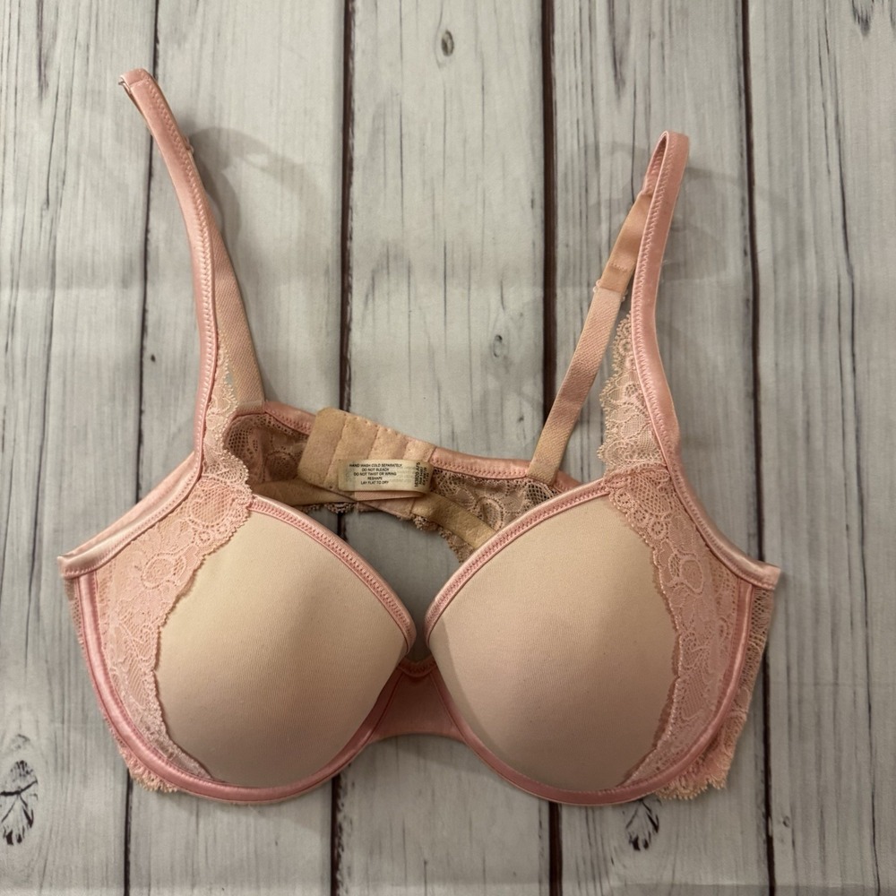 Victoria's Secret Angels Lined Demi Pink‎ Lace 36C Full Coverage Bra Sexy